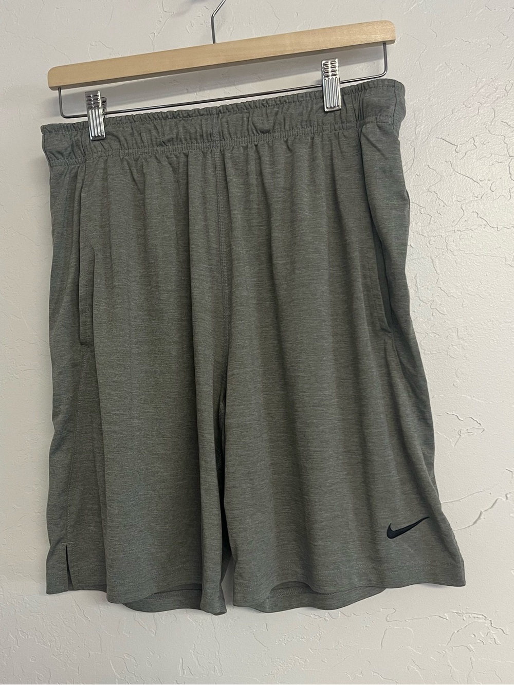Nike Olive Gray Athletic Shorts with Black Swoosh